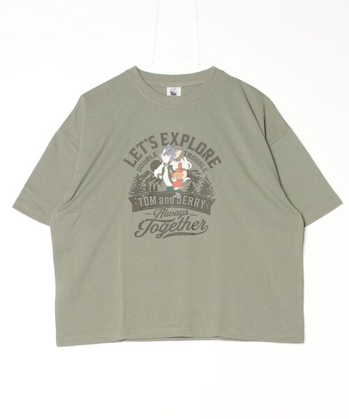 Tom&Jerry(トムアンドジェリー)の「【TOM & JERRY/トムとジェリー】キャラクタープリント半袖Tシャツ(WIDEシルエット)(Tシャツ/カットソー・レディース・スミクロ/オフホワイト/カーキ/オートミール・LARGE/MEDIUM)」の9枚目の写真