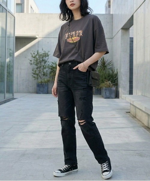 Tom&Jerry(トムアンドジェリー)の「【TOM & JERRY/トムとジェリー】キャラクタープリント半袖Tシャツ(WIDEシルエット)(Tシャツ/カットソー・レディース・スミクロ/オフホワイト/カーキ/オートミール・LARGE/MEDIUM)」の16枚目の写真