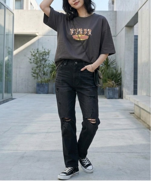 Tom&Jerry(トムアンドジェリー)の「【TOM & JERRY/トムとジェリー】キャラクタープリント半袖Tシャツ(WIDEシルエット)(Tシャツ/カットソー・レディース・スミクロ/オフホワイト/カーキ/オートミール・LARGE/MEDIUM)」の17枚目の写真