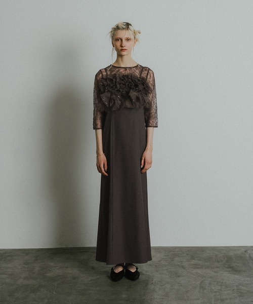 et.UNiVER（エトユニベール）の「Noir glitter dress（ドレス・レディース・ブラウン/ブラック×ベージュ/チャコール・SMALL/MEDIUM/LARGE）」の3枚目の写真