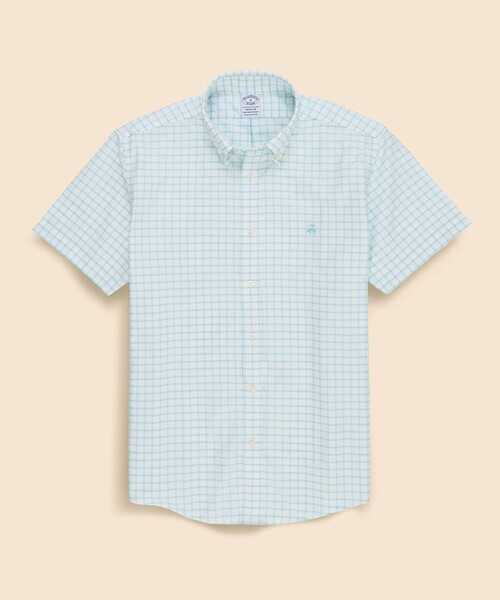BROOKS BROTHERS(ブルックスブラザーズ)の「ストレッチオックスフォード GFロゴ シーズナルパターン ショートスリーブカジュアルシャツ Regular Fit(シャツ/ブラウス・メンズ・ストライプ/ライトグリーン/ブルー・LARGE/MEDIUM/X-LARGE/SMALL)」の2枚目の写真