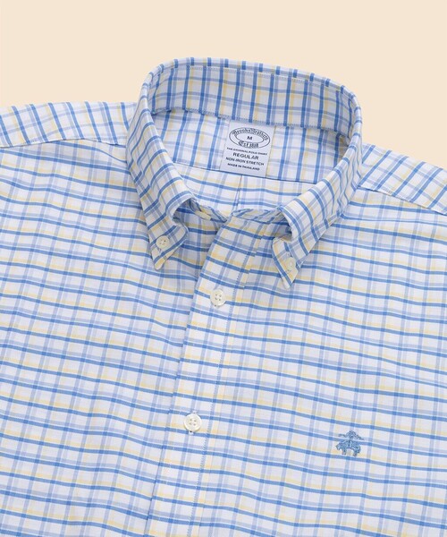 BROOKS BROTHERS(ブルックスブラザーズ)の「ストレッチオックスフォード GFロゴ シーズナルパターン ショートスリーブカジュアルシャツ Regular Fit(シャツ/ブラウス・メンズ・ストライプ/ライトグリーン/ブルー・LARGE/MEDIUM/X-LARGE/SMALL)」の6枚目の写真