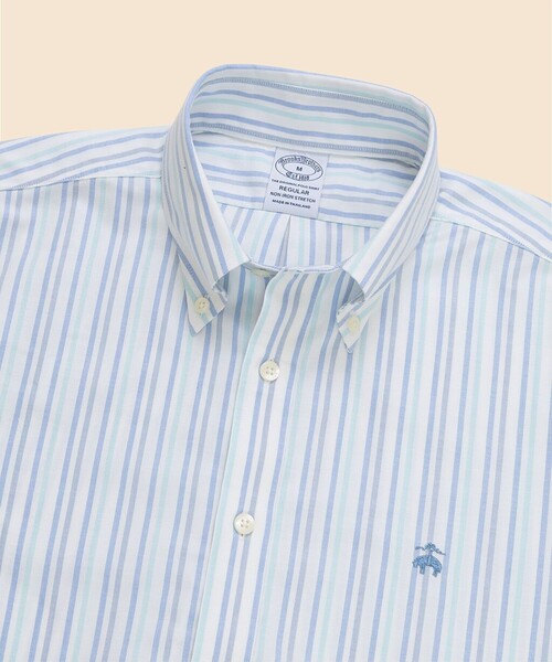 BROOKS BROTHERS(ブルックスブラザーズ)の「ストレッチオックスフォード GFロゴ シーズナルパターン ショートスリーブカジュアルシャツ Regular Fit(シャツ/ブラウス・メンズ・ストライプ/ライトグリーン/ブルー・LARGE/MEDIUM/X-LARGE/SMALL)」の8枚目の写真