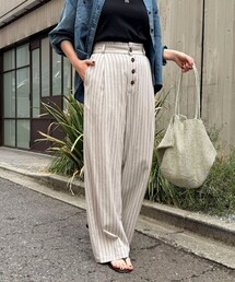 fredy emue | ストライプセミワイドタックパンツ(その他パンツ)