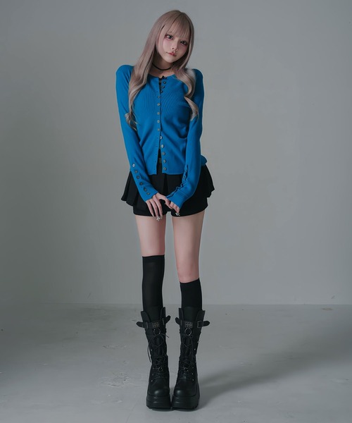 Diable baiser(ディアブルベーゼ)の「Y2Kベルト付プリーツミニスカパンボトム(スカート・レディース・ブラック/グレー・LL/LARGE/MEDIUM)」の19枚目の写真