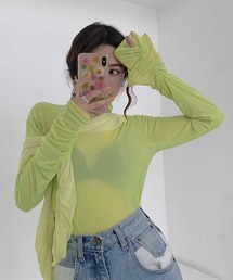 スリーブギャザーデザインシアートップス