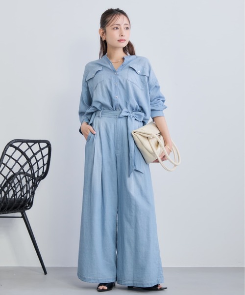 COHINA(コヒナ)の「シアーデニムワイドパンツ 【低身長・小柄女性】(デニムパンツ・レディース・ライトインディゴブルー/インディゴブルー・S-Short/XS-Short/XS-Regular/S-Regular)」の15枚目の写真