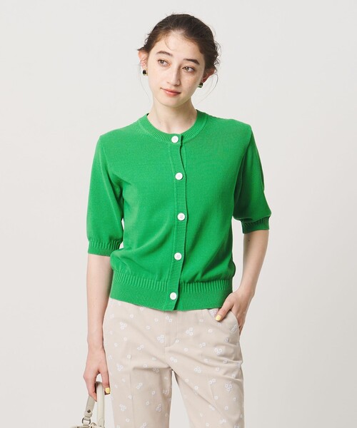 UNITED ARROWS(ユナイテッドアローズ)の「クルーネック ベーシック カーディガン ‐ウォッシャブル‐(カーディガン/ボレロ・レディース・ナチュラル/ネイビー/ケリーグリーン・FREE)」の2枚目の写真