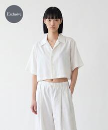 『別注』MIDIUMISOLID×THE GOODLAND MARKET LINEN open-collar shirts