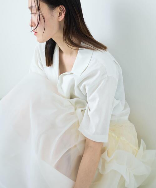 THE GOODLAND MARKET(ザグッドランドマーケット)の「『別注』MIDIUMISOLID×THE GOODLAND MARKET LINEN open-collar shirts(シャツ/ブラウス・レディース・ホワイト/ブラック・FREE)」の7枚目の写真