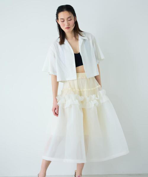 THE GOODLAND MARKET(ザグッドランドマーケット)の「『別注』MIDIUMISOLID×THE GOODLAND MARKET LINEN open-collar shirts(シャツ/ブラウス・レディース・ホワイト/ブラック・FREE)」の8枚目の写真