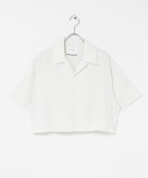 THE GOODLAND MARKET(ザグッドランドマーケット)の「『別注』MIDIUMISOLID×THE GOODLAND MARKET LINEN open-collar shirts(シャツ/ブラウス・レディース・ホワイト/ブラック・FREE)」の10枚目の写真
