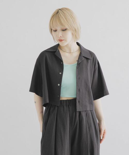 THE GOODLAND MARKET(ザグッドランドマーケット)の「『別注』MIDIUMISOLID×THE GOODLAND MARKET LINEN open-collar shirts(シャツ/ブラウス・レディース・ホワイト/ブラック・FREE)」の17枚目の写真