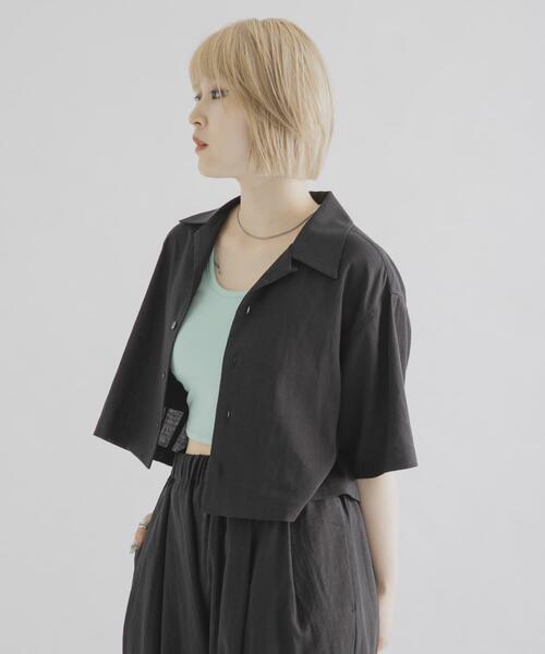 THE GOODLAND MARKET(ザグッドランドマーケット)の「『別注』MIDIUMISOLID×THE GOODLAND MARKET LINEN open-collar shirts(シャツ/ブラウス・レディース・ホワイト/ブラック・FREE)」の18枚目の写真