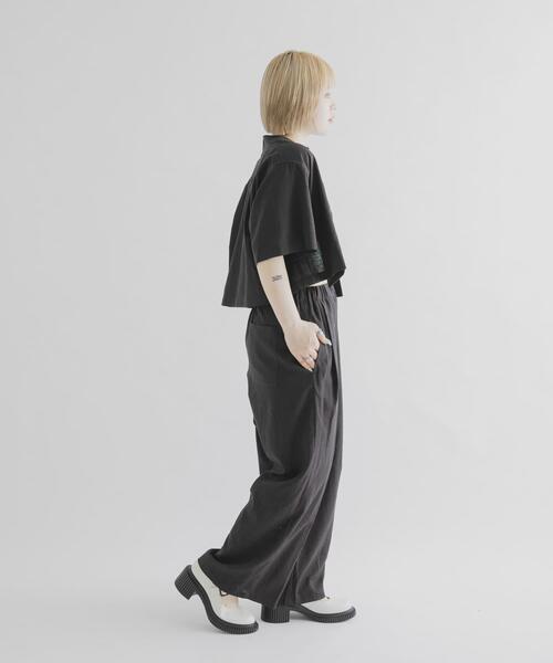 THE GOODLAND MARKET(ザグッドランドマーケット)の「『別注』MIDIUMISOLID×THE GOODLAND MARKET LINEN open-collar shirts(シャツ/ブラウス・レディース・ホワイト/ブラック・FREE)」の21枚目の写真