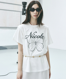 NICOLE BUTTERFLY SLEEVE TOP_CREAM CHARCOAL