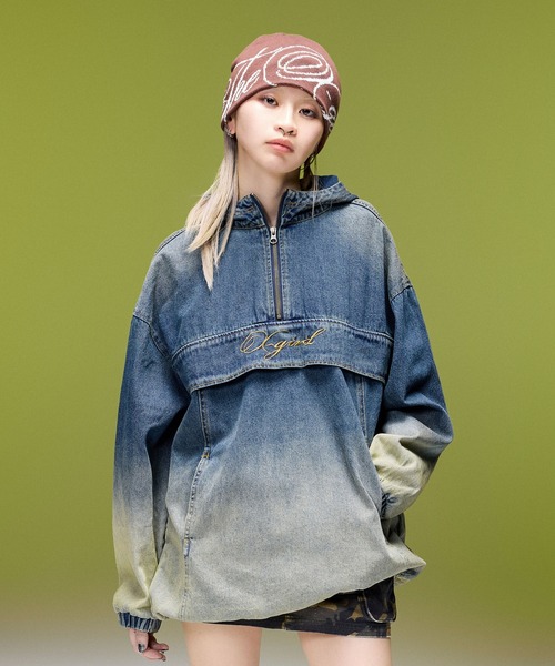 X-girl（エックスガール）の「THE X-GIRL SCRIPT LOGO JACQUARD BEANIE（ニットキャップ/ビーニー・レディース・ブラウン/オリーブ/ブラック・ONE SIZE）」の4枚目の写真