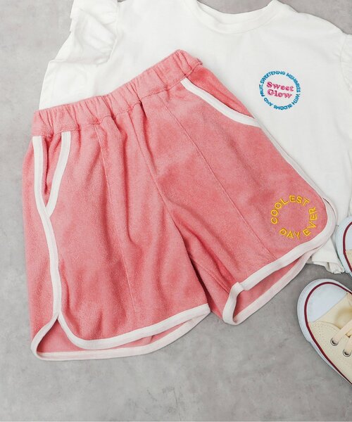 apres les cours(アプレレクール)の「パイルハーフパンツ(その他パンツ・キッズ・キャメル/ピンク/サックスブルー・80/90/100/110/120/130)」の3枚目の写真