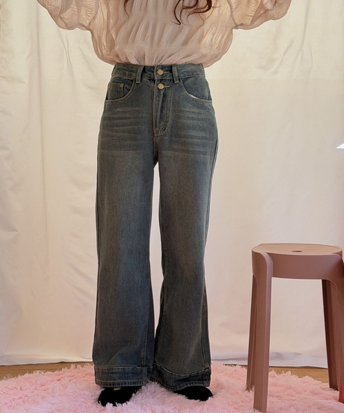 murir（ミュリール）の「ヴィンテージウォッシュ ルーズデニムパンツ（デニムパンツ・レディース・ブルー・MEDIUM）」の2枚目の写真
