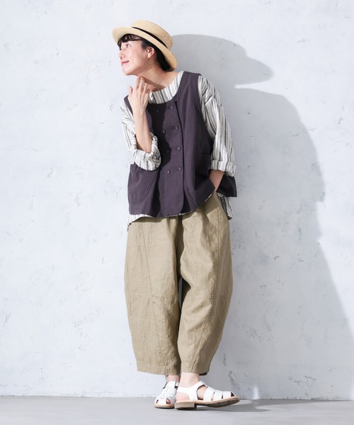 soulberry(ソウルベリー)の「まるっと可愛い、リネンのパンツ(その他パンツ・レディース・ベージュ・M/L/LL/3L/4L/5L)」の5枚目の写真