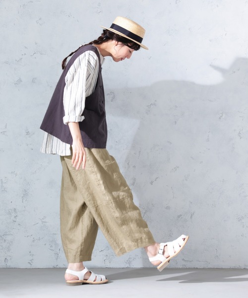 soulberry(ソウルベリー)の「まるっと可愛い、リネンのパンツ(その他パンツ・レディース・ベージュ・M/L/LL/3L/4L/5L)」の19枚目の写真