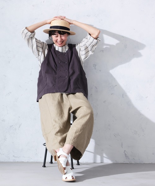 soulberry(ソウルベリー)の「まるっと可愛い、リネンのパンツ(その他パンツ・レディース・ベージュ・M/L/LL/3L/4L/5L)」の18枚目の写真