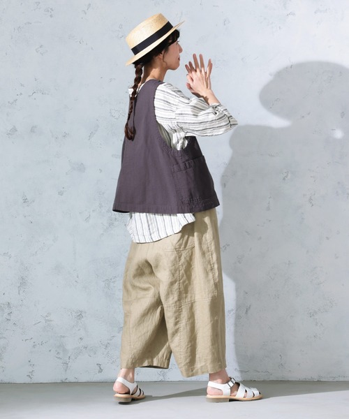 soulberry(ソウルベリー)の「まるっと可愛い、リネンのパンツ(その他パンツ・レディース・ベージュ・M/L/LL/3L/4L/5L)」の16枚目の写真