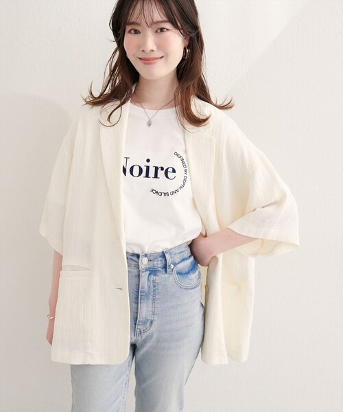 natural couture(ナチュラルクチュール)の「楊柳ジャケット(テーラードジャケット・レディース・オフホワイト/ブラック/ブラウン・FREE)」の5枚目の写真