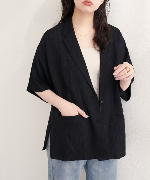 natural couture(ナチュラルクチュール)の「楊柳ジャケット(テーラードジャケット・レディース・オフホワイト/ブラック/ブラウン・FREE)」の9枚目の写真