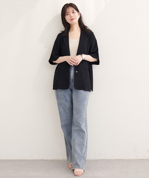 natural couture(ナチュラルクチュール)の「楊柳ジャケット(テーラードジャケット・レディース・オフホワイト/ブラック/ブラウン・FREE)」の11枚目の写真