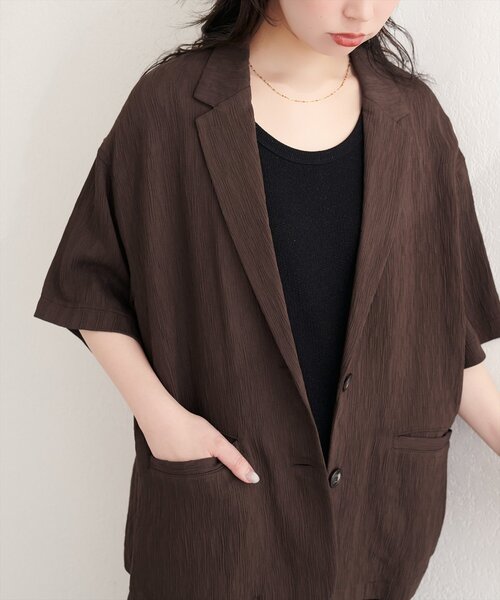 natural couture(ナチュラルクチュール)の「楊柳ジャケット(テーラードジャケット・レディース・オフホワイト/ブラック/ブラウン・FREE)」の20枚目の写真