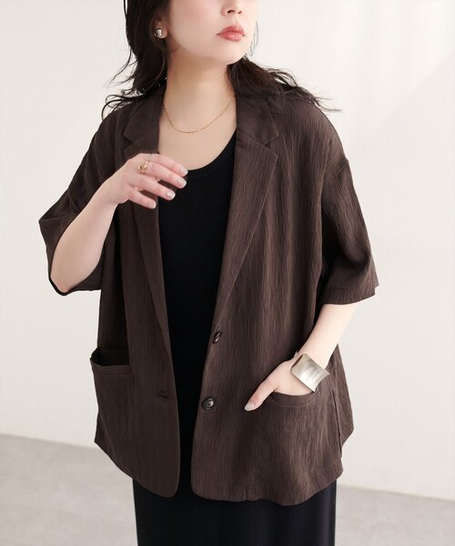 natural couture(ナチュラルクチュール)の「楊柳ジャケット(テーラードジャケット・レディース・オフホワイト/ブラック/ブラウン・FREE)」の21枚目の写真