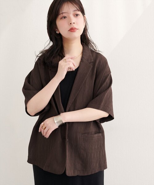 natural couture(ナチュラルクチュール)の「楊柳ジャケット(テーラードジャケット・レディース・オフホワイト/ブラック/ブラウン・FREE)」の22枚目の写真