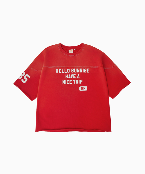 HELLO SUNRISE（ハローサンライズ）の「HNT Football Tee_VTG Red（Tシャツ/カットソー・レディース・レッド・SMALL/MEDIUM）」の2枚目の写真