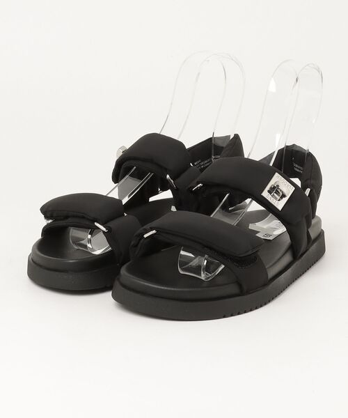 STEVE MADDEN(スティーブマデン)の「STEVE MADDEN スティーブマデン パデッドダブルベルトサンダル MONAT-XS 0772(サンダル・レディース・ホワイト系その他/ブラック・23.5cm/24.0cm/24.5cm/23.0cm)」の1枚目の写真