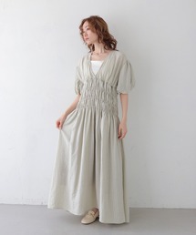 CLEIO | 【CLEIO】シャーリングストライプワンピース SHIRRING STRIPE ONE-PIECE(ワンピース)