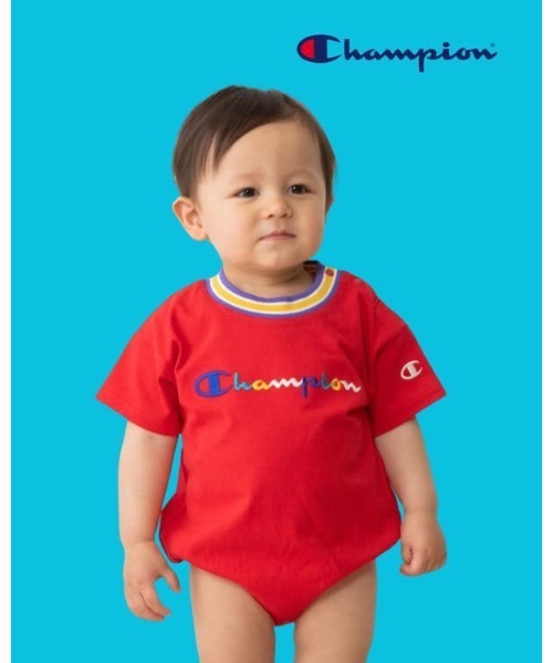 Champion(チャンピオン)の「【5/22(金)発売】Champion チャンピオン 半袖ダルマロンパース(ロンパース・キッズ・ネイビー/ピンク/パープル/グリーン/レッド・70-80cm)」の5枚目の写真