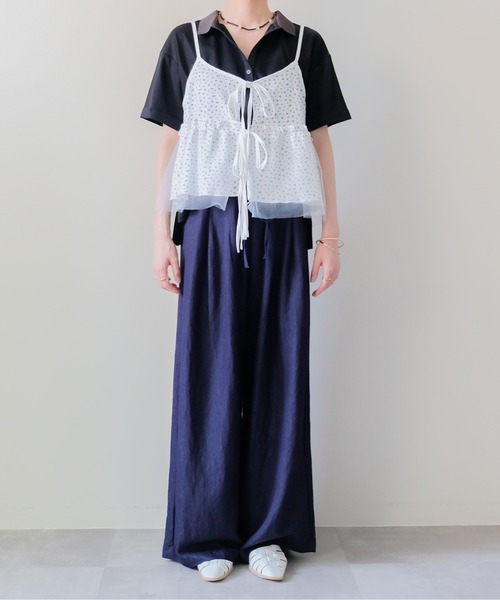 DOLLUPOOPS(ドールアップウップス)の「Floral Thermal Ribbon Camisole(フラワーサーマルリボンキャミソール)(キャミソール・レディース・グレー/ブラック/オフホワイト・FREE)」の12枚目の写真