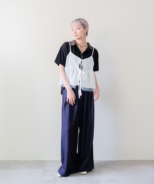 DOLLUPOOPS(ドールアップウップス)の「Floral Thermal Ribbon Camisole(フラワーサーマルリボンキャミソール)(キャミソール・レディース・グレー/ブラック/オフホワイト・FREE)」の7枚目の写真