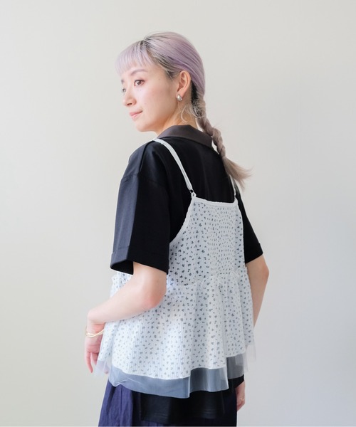 DOLLUPOOPS(ドールアップウップス)の「Floral Thermal Ribbon Camisole(フラワーサーマルリボンキャミソール)(キャミソール・レディース・グレー/ブラック/オフホワイト・FREE)」の5枚目の写真