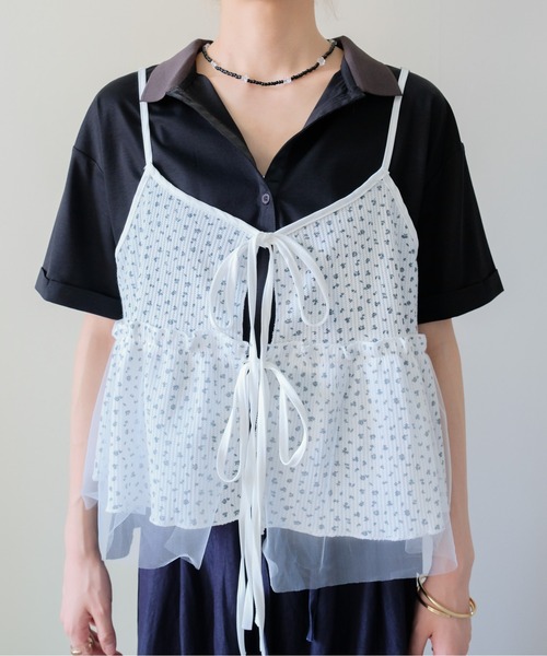 DOLLUPOOPS(ドールアップウップス)の「Floral Thermal Ribbon Camisole(フラワーサーマルリボンキャミソール)(キャミソール・レディース・グレー/ブラック/オフホワイト・FREE)」の9枚目の写真