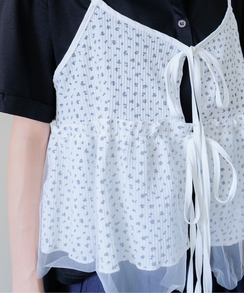 DOLLUPOOPS(ドールアップウップス)の「Floral Thermal Ribbon Camisole(フラワーサーマルリボンキャミソール)(キャミソール・レディース・グレー/ブラック/オフホワイト・FREE)」の10枚目の写真