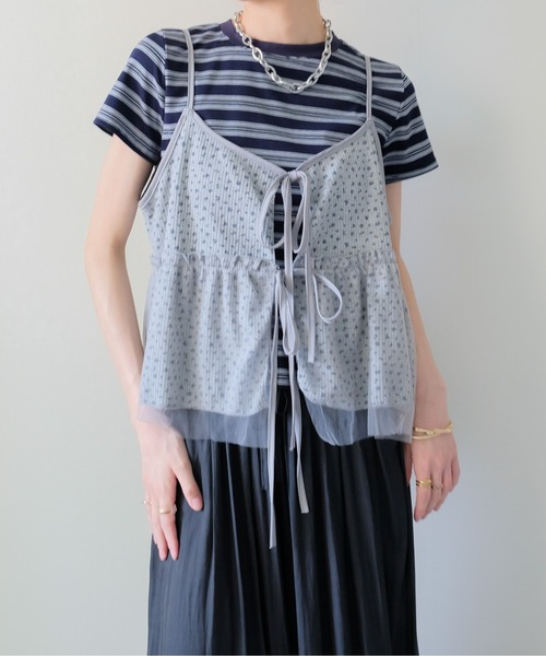 DOLLUPOOPS(ドールアップウップス)の「Floral Thermal Ribbon Camisole(フラワーサーマルリボンキャミソール)(キャミソール・レディース・グレー/ブラック/オフホワイト・FREE)」の20枚目の写真