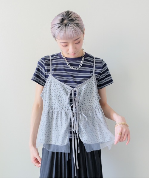 DOLLUPOOPS(ドールアップウップス)の「Floral Thermal Ribbon Camisole(フラワーサーマルリボンキャミソール)(キャミソール・レディース・グレー/ブラック/オフホワイト・FREE)」の15枚目の写真