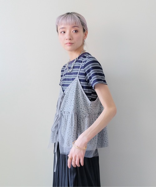 DOLLUPOOPS(ドールアップウップス)の「Floral Thermal Ribbon Camisole(フラワーサーマルリボンキャミソール)(キャミソール・レディース・グレー/ブラック/オフホワイト・FREE)」の16枚目の写真