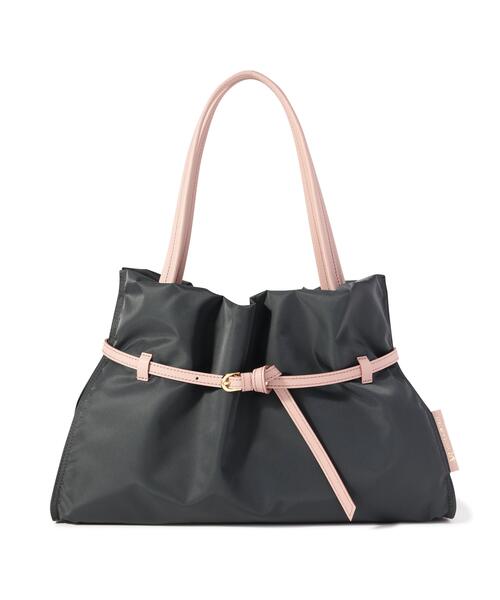 VIOLAd'ORO(ヴィオラドーロ)の「VIOLAd’ORO (ヴィオラドーロ) ナイロンギャザーBAG/BIANCA/Lサイズ/V-2294(トートバッグ・レディース・ベージュ/ブラック/チャコールグレー・F)」の2枚目の写真