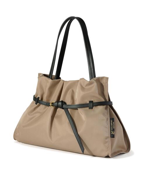 VIOLAd'ORO(ヴィオラドーロ)の「VIOLAd’ORO (ヴィオラドーロ) ナイロンギャザーBAG/BIANCA/Lサイズ/V-2294(トートバッグ・レディース・ベージュ/ブラック/チャコールグレー・F)」の4枚目の写真