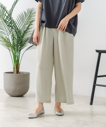 【C-FORTPOINT/フォートポイント】【ウエストゴム仕様でリラックス感抜群】カット楊柳素材 ワイドパンツ 通気性 涼感 イージーパンツ サマーパンツ ルームウェア リラクシー 体型カバー