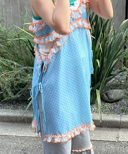 HELLO.SANFRANCISCO(ハローサンフランシスコ)の「【HELLO.SANFRANCISCO/ハローサンフランシスコ】ドット柄レースキャミチュニック(チュニック・レディース・イエロー/ブルー・ONE SIZE)」の6枚目の写真