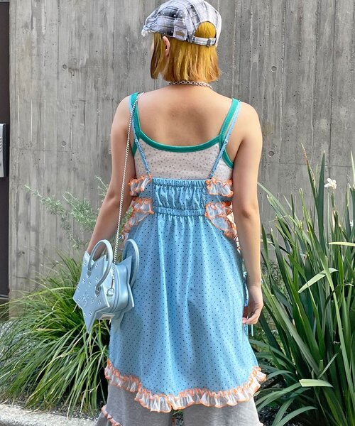 HELLO.SANFRANCISCO(ハローサンフランシスコ)の「【HELLO.SANFRANCISCO/ハローサンフランシスコ】ドット柄レースキャミチュニック(チュニック・レディース・イエロー/ブルー・ONE SIZE)」の7枚目の写真